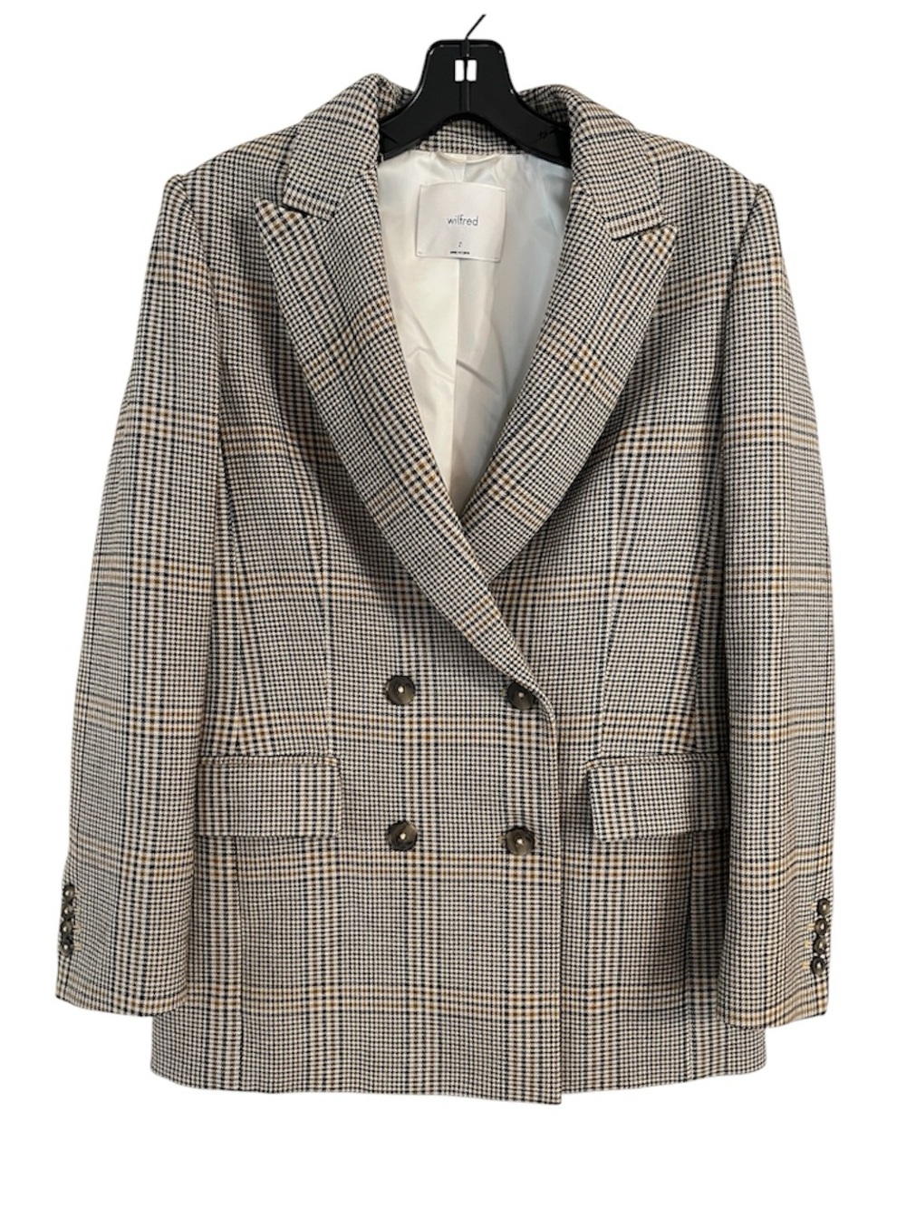 ✨WILFRED✨Margaux  Houndstooth Plaid Double-Breasted Blazer